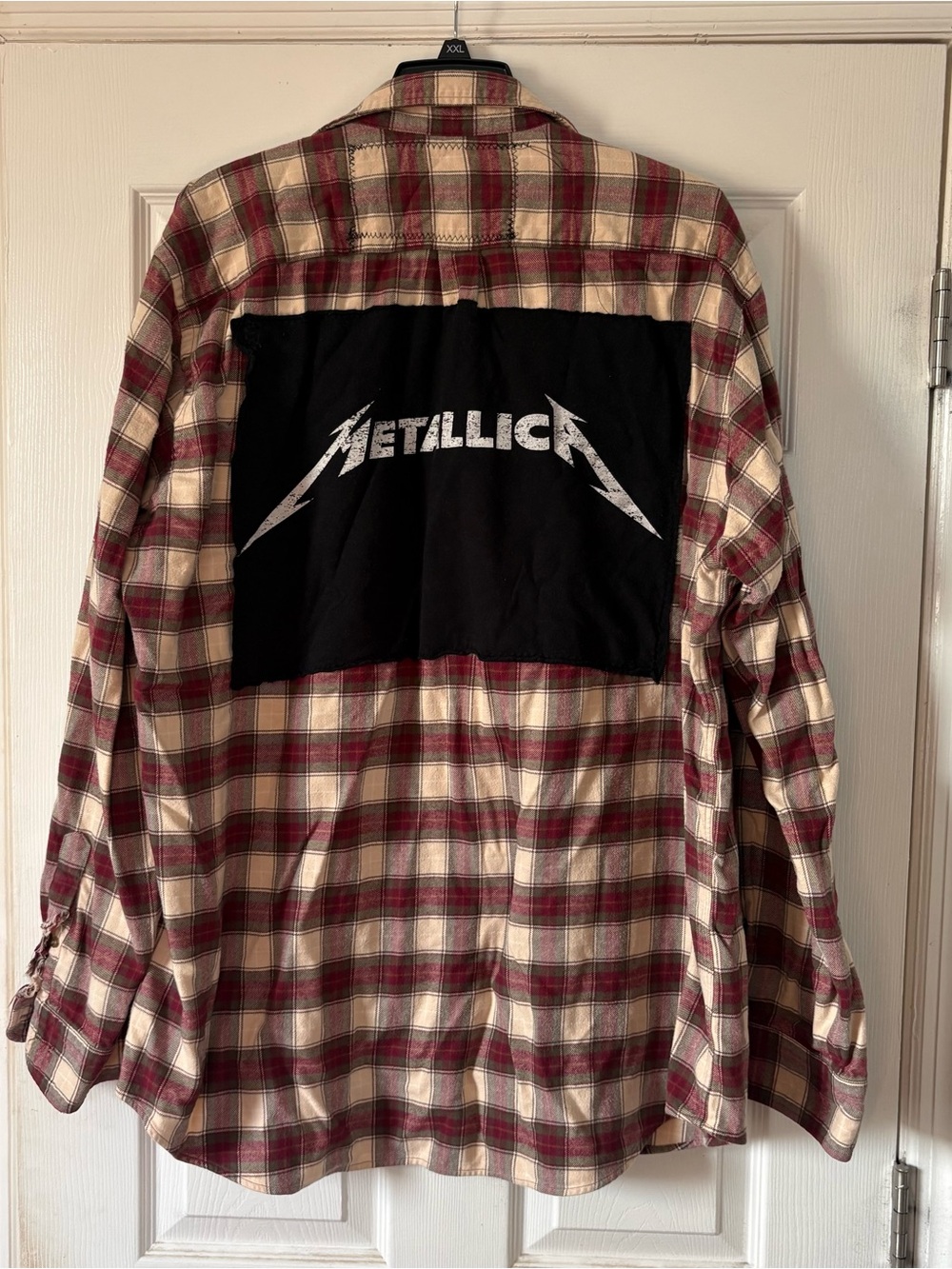Metallica- Men's Distressed Plaid Shirt- Oversized for Women